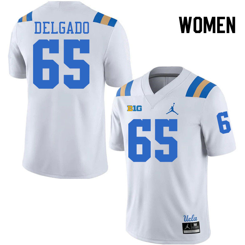 Women #65 Devin Delgado Big 10 Conference College Football Jerseys Stitched-White